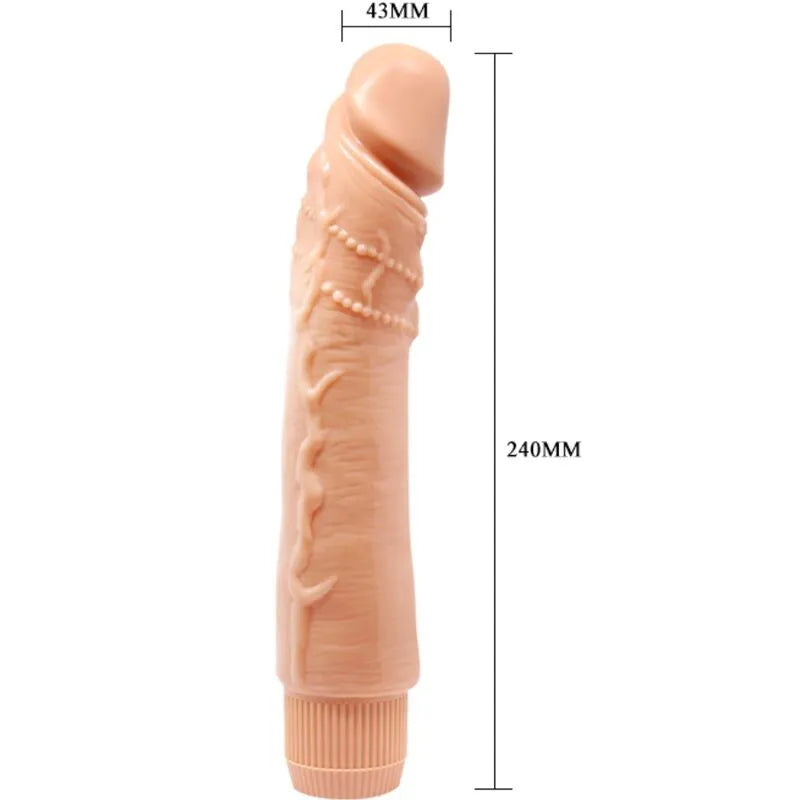 Vibromasseur réaliste chair 24 cm, texture veinée, forme anatomique, vibrations puissantes, plaisir intense.