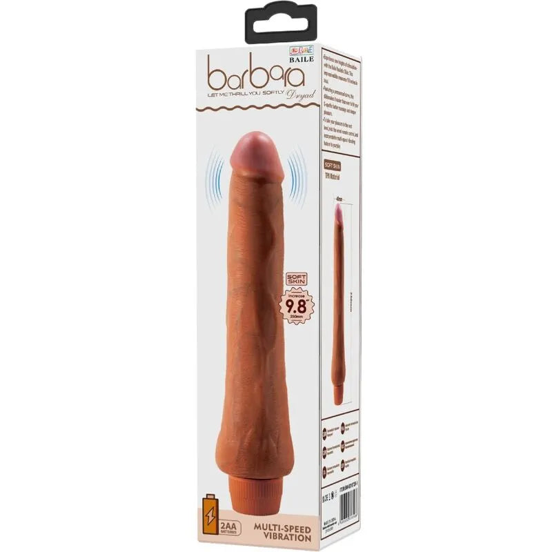 Vibromasseur réaliste mulâtre 25 cm, tige veinée solide, fonction vibration, matériau de qualité pour plaisir intense.