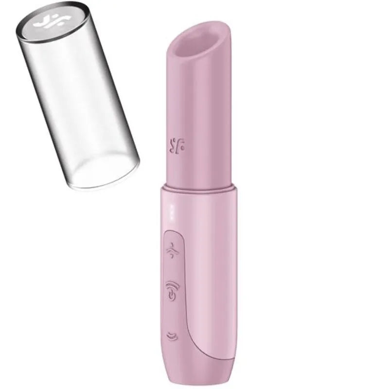 Stimulateur clitoridien par succion discret Satisfyer Secret Kiss Wave Rose, format voyage,_USB rechargeable, 3 vitesses, 10 modes, silicone médical, capuchon transparent