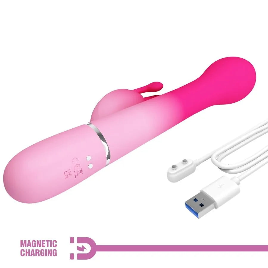 vibromasseur silicone rechargeable double moteur 7 fonctions rose lapin multifonction