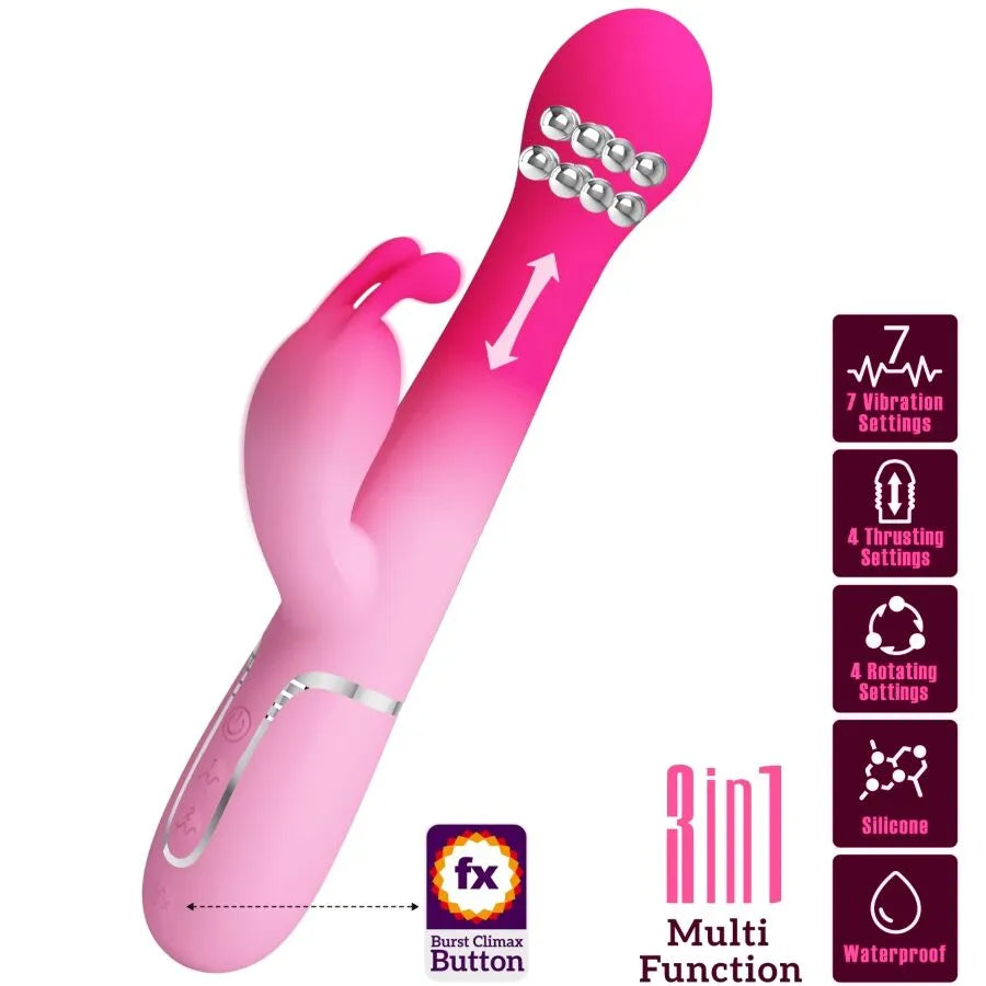 vibromasseur silicone rechargeable double moteur 7 fonctions rose lapin multifonction