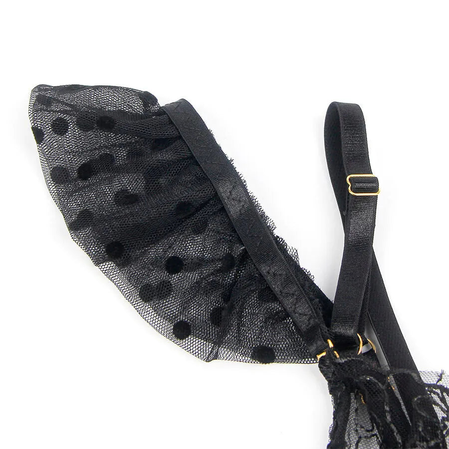 ensemble lingerie dentelle noire sexy avec porte-jarretelles SUBBLIME