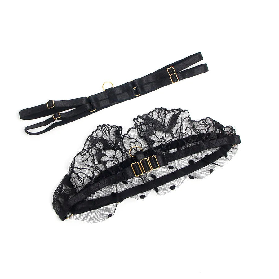 ensemble lingerie dentelle noire sexy avec porte-jarretelles SUBBLIME