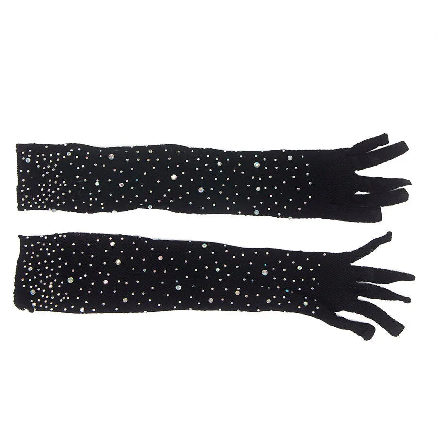 Gants noirs glamour pailletés diamant soirée SUBBLIME élégance sophistiquée