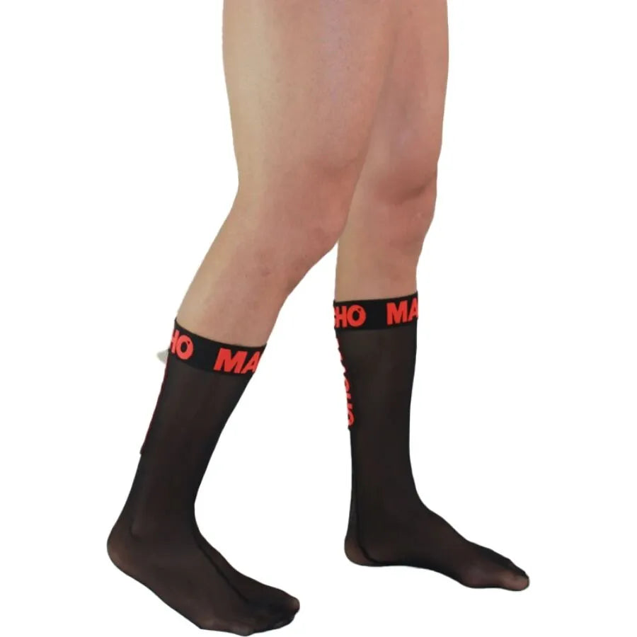 MACHO - CHAUSSETTES FINES NOIR/ROUGE