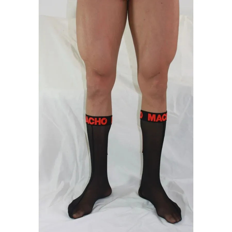 MACHO - CHAUSSETTES FINES NOIR/ROUGE