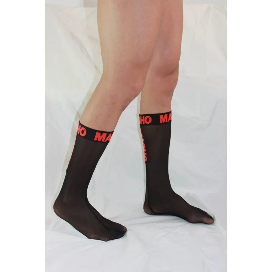 MACHO - CHAUSSETTES FINES NOIR/ROUGE