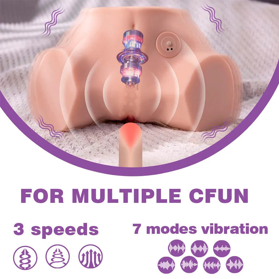 Masturbateur réaliste multi-positions silicone TPE avec vibration et double pénétration