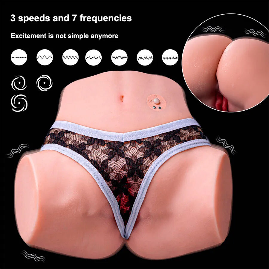masturbateur réaliste multi-positions vibrations poussées silicone TPE double pénétration