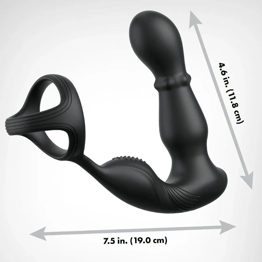 Anneau anal vibrant noir avec perles de plaisir, design ergonomique, télécommande, stimulation périnéale et prostatique.