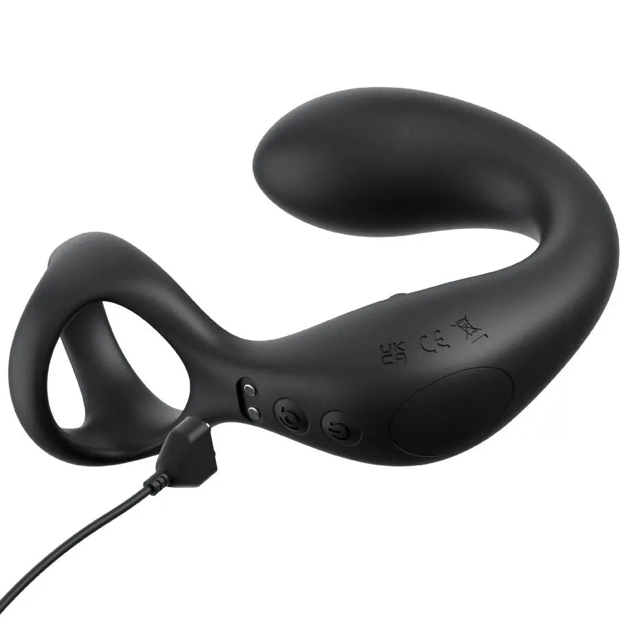 Masseur anal vibrant noir avec télécommande, design ergonomique, stimulation périnée et prostate, 3 vitesses, 7 modes.