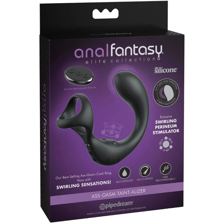 Masseur anal vibrant noir avec télécommande, design ergonomique, silicone doux, 3 vitesses, 7 modes, stimulation périnée.
