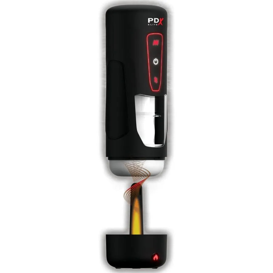PDX ELITE - MASTURBATEUR AUTOMATIQUE MILK ME HOTTER AVEC VIBRATION À EFFET DE POUSSÉE ET DE CHALEUR