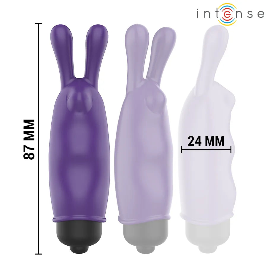 Balle vibrante violette avec excroissances type oreilles de lapin, stimulation clitoridienne élégante et discrète.