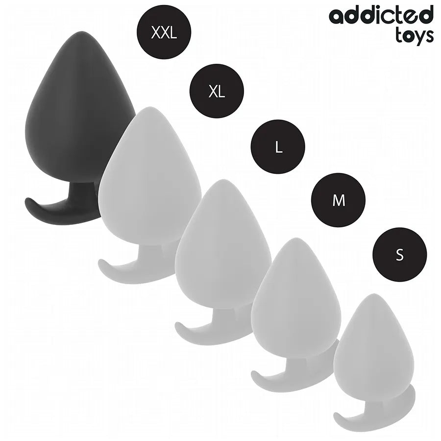 Plug anal XXL Addicted Toys noir, silicone médical, forme conique, base large sécurisée, stimulation intense.
