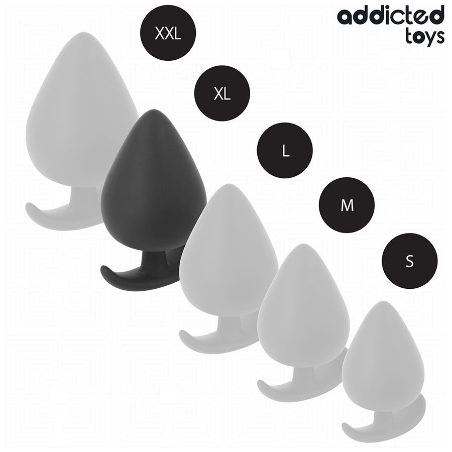 Plug anal Addicted Toys XL noir, forme conique, base large, idéal pour stimulation anale avancée et expansion contrôlée.