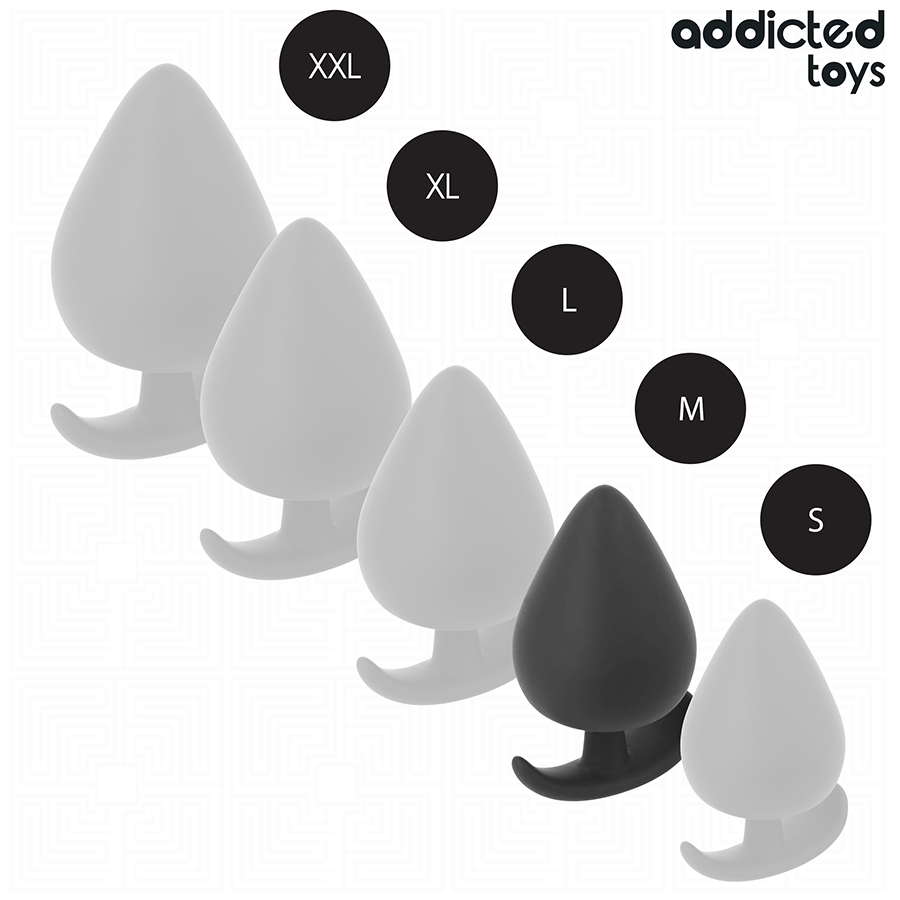 Plug anal Addicted Toys taille M noir, forme ergonomique, base sécurisée, idéal pour stimulation anale confortable.