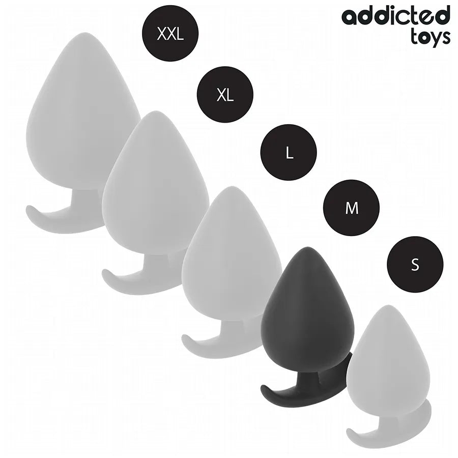 Plug anal Addicted Toys taille M noir, forme ergonomique, base sécurisée, idéal pour stimulation anale confortable.