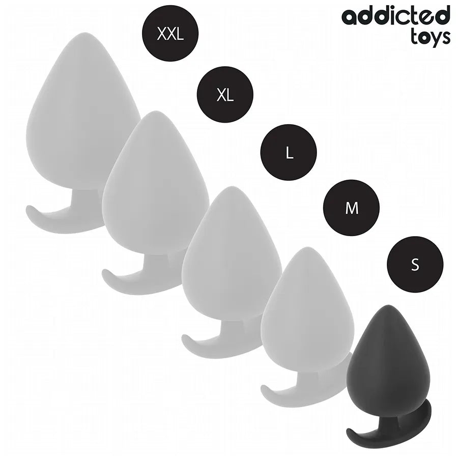 Plug anal Addicted Toys noir taille S, forme ergonomique, base évasée, idéal pour débutants en stimulation anale.