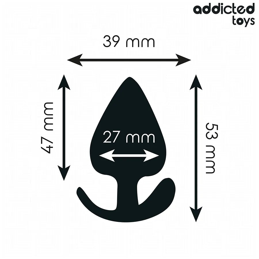 Plug anal Addicted Toys taille S, noir, forme ergonomique, dimensions 5,3 cm, idéal pour débutants en stimulation anale.
