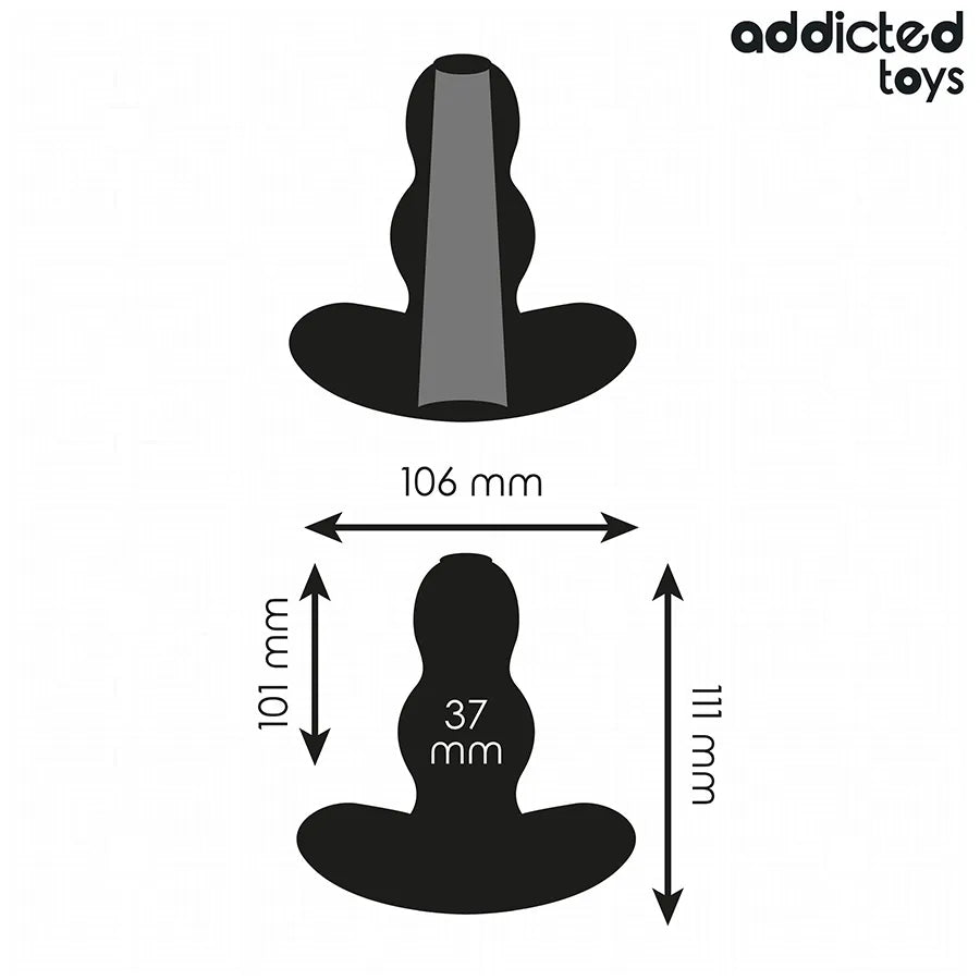 Plug anal creux Addicted Toys L, noir, ergonomique, 11,1 cm, stimulation intense, design unique pour utilisateurs expérime...