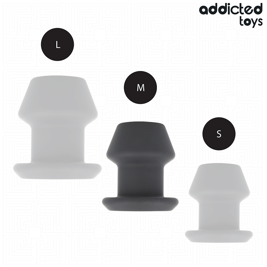 Plug anal creux Addicted Toys taille M, noir, design expansif, 8,7 cm, pour expérience anale profonde et stimulante.