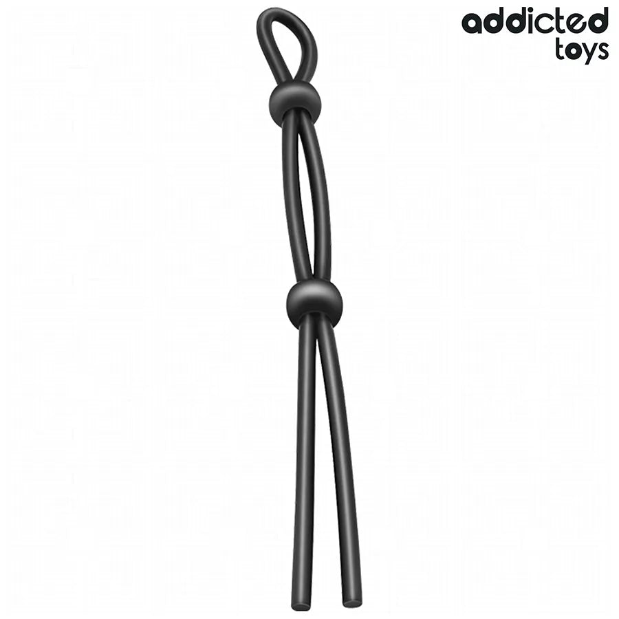Corde en silicone noire à double boucle Addicted Toys, 195 mm, flexible et confortable pour stimulation sexuelle.