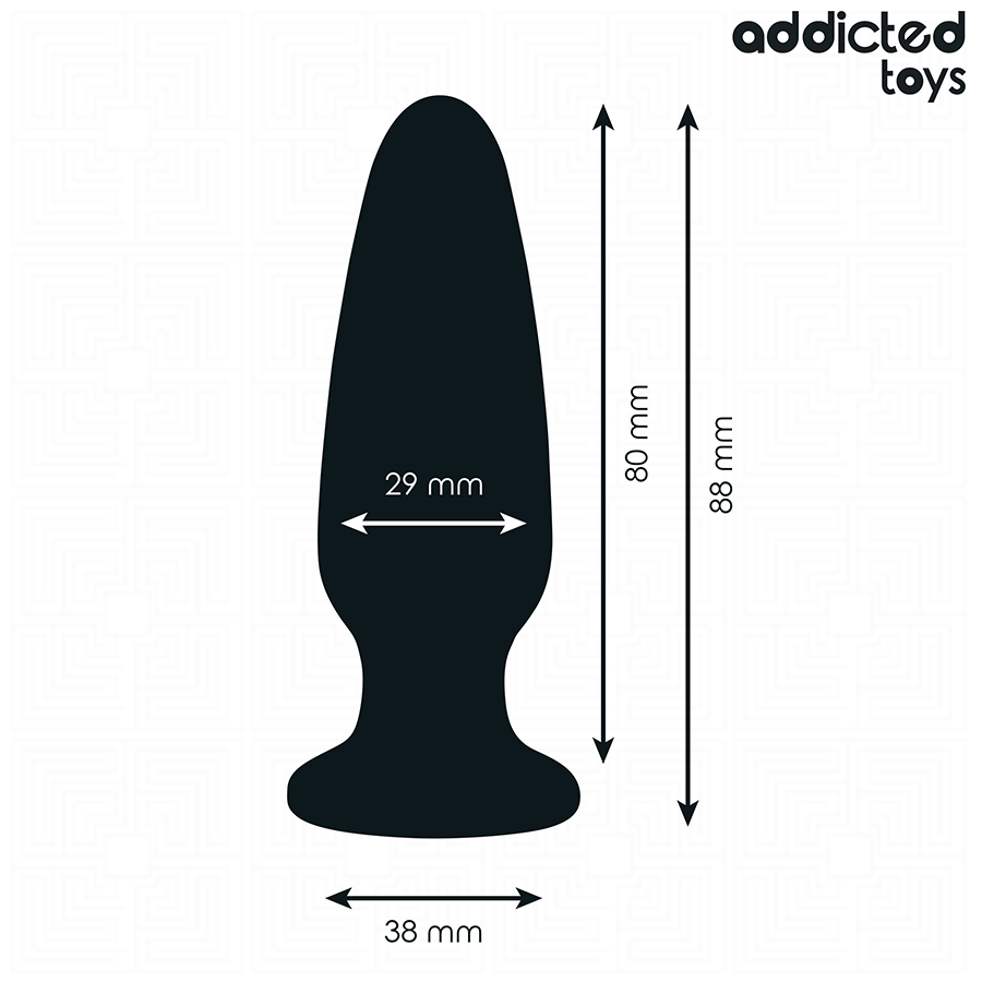 Plug anal bijou Addicted Toys S, noir, base avec bijou, 8,8 cm, élégant et confortable pour débutants.