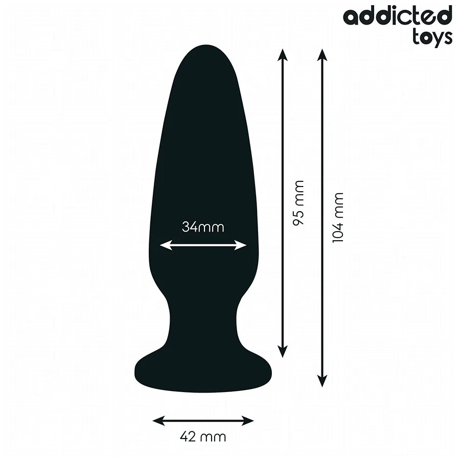 Plug anal Addicted Toys noir, taille M, 10,4 cm, bijou décoratif, design ergonomique, stimulation anale élégante.