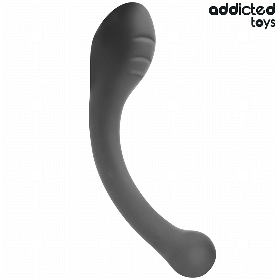 Stimulateur anal noir Addicted Toys 18 cm, design ergonomique, texture lisse, courbé pour une stimulation optimale.