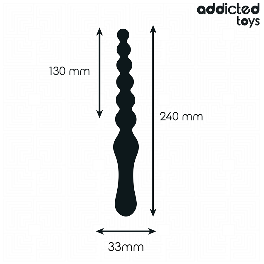 Masseur anal Addicted Toys 24 cm, silicone noir, design ondulé progressif, stimulation intense et sécurisée.