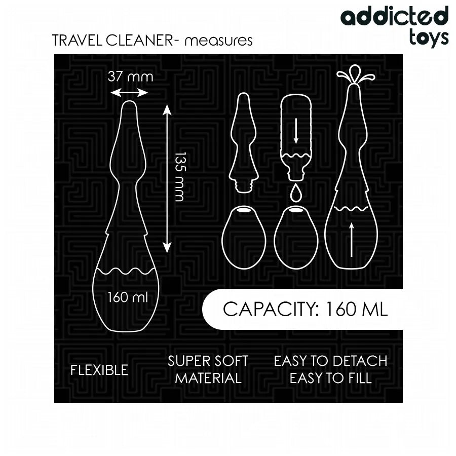 Nettoyant de voyage Addicted Toys Model 1, noir, 230 mm, design ergonomique, facile à utiliser et transporter.