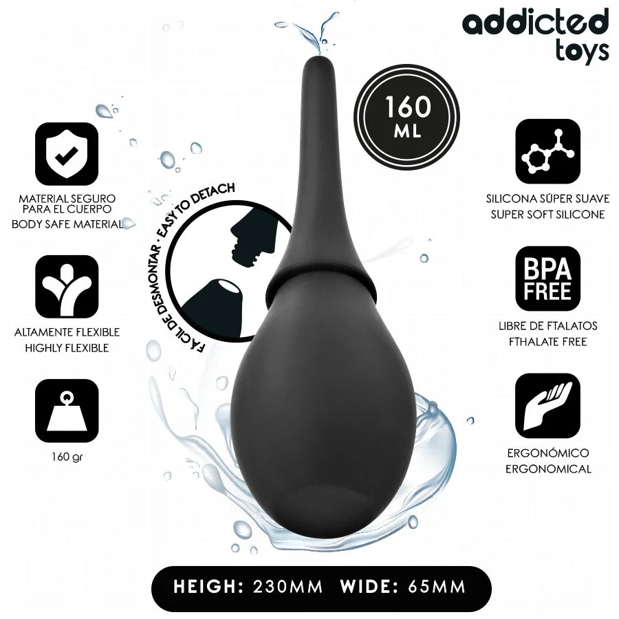 Nettoyeur de voyage Addicted Toys Model 3 noir, forme ergonomique, 230 mm, pour hygiène optimale des jouets sexuels.