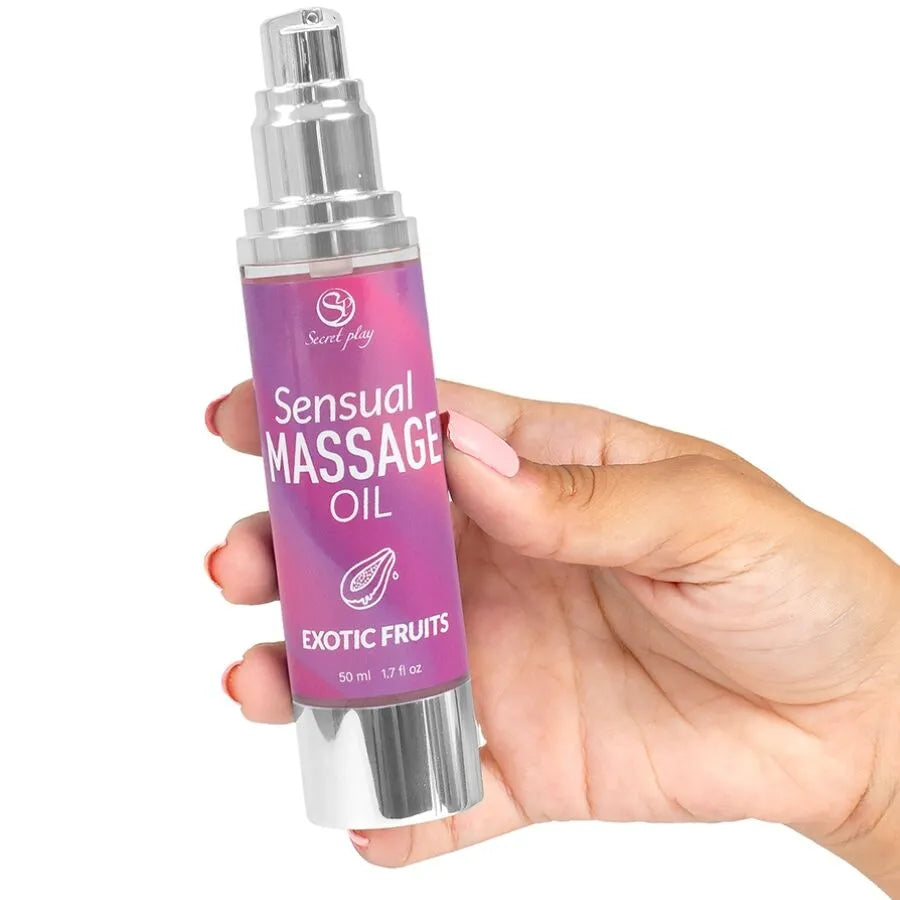 Huile massage exotique hydratante érotique peau satinée couple 50ml