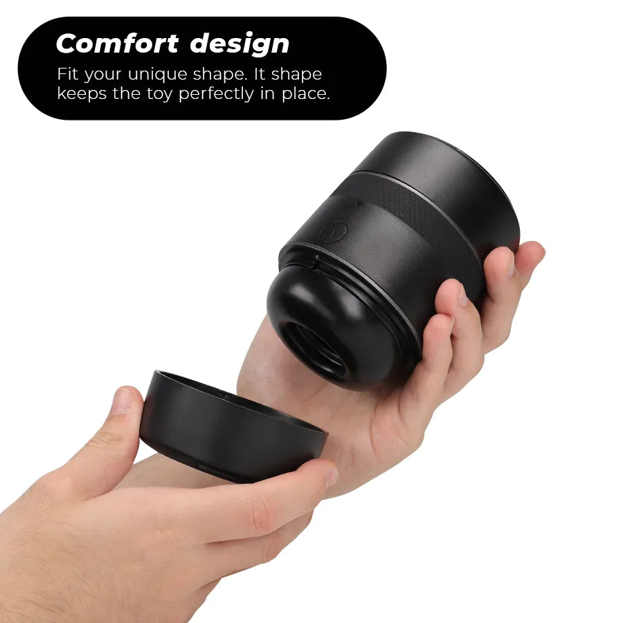 Stroker Arcwave Voy noir compact en silicone, design ergonomique, système de réglage d'étanchéité, idéal pour voyages.