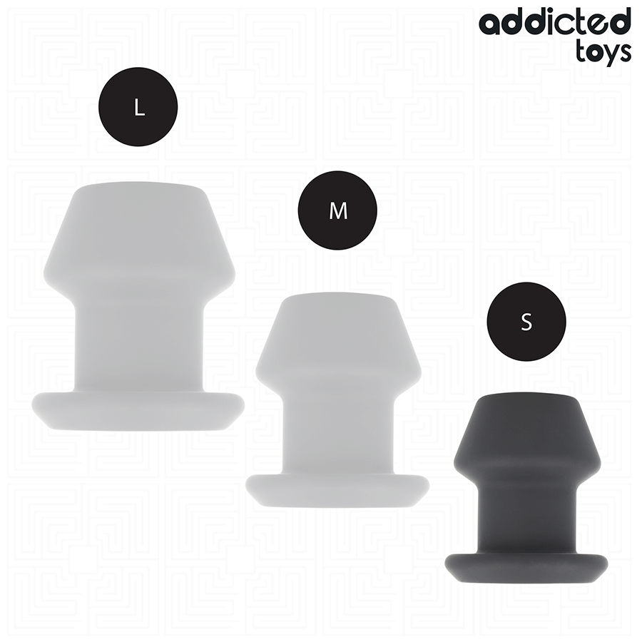 Plug anal creux Addicted Toys taille S, noir, forme évasée, 7,5 cm, pour expérience intense et profonde.