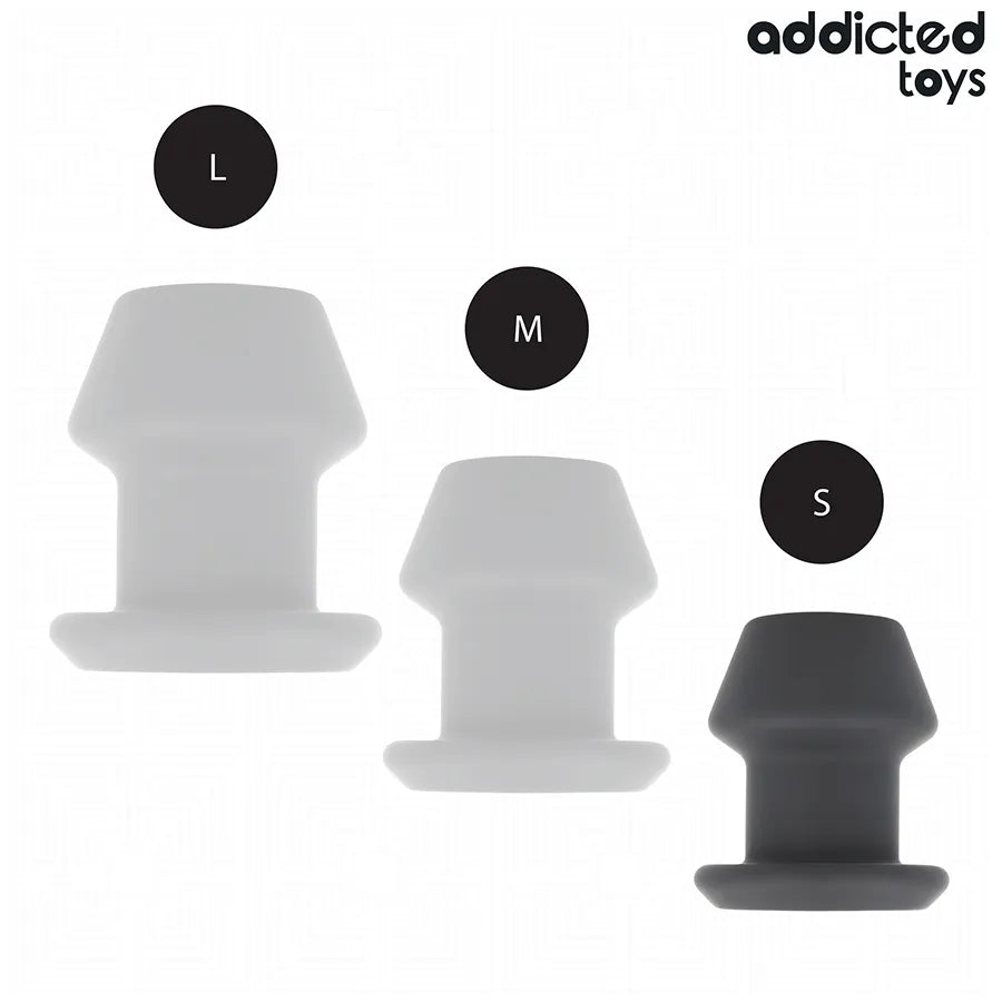 Plug anal creux Addicted Toys taille S, noir, forme évasée, 7,5 cm, pour expérience intense et profonde.