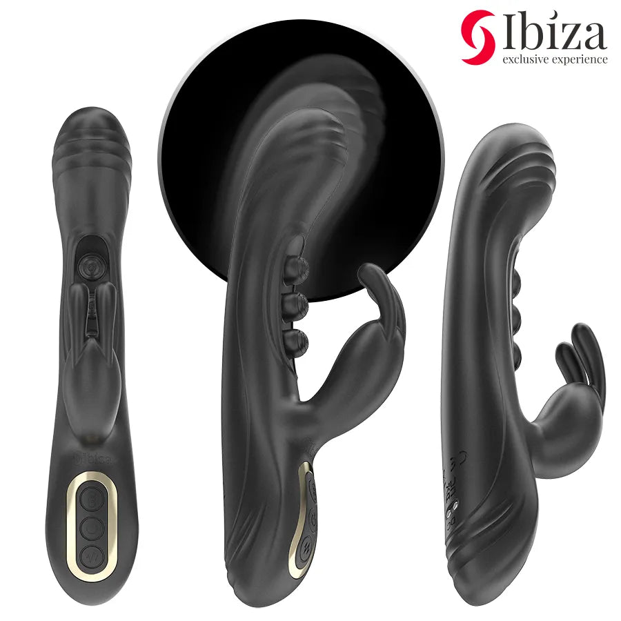 Vibromasseur rabbit pulsé silicone ABS stimulation clitoridienne vaginale double moteur 7 vibrations 7 pulsations sécuritaire élégant couple plaisir intime