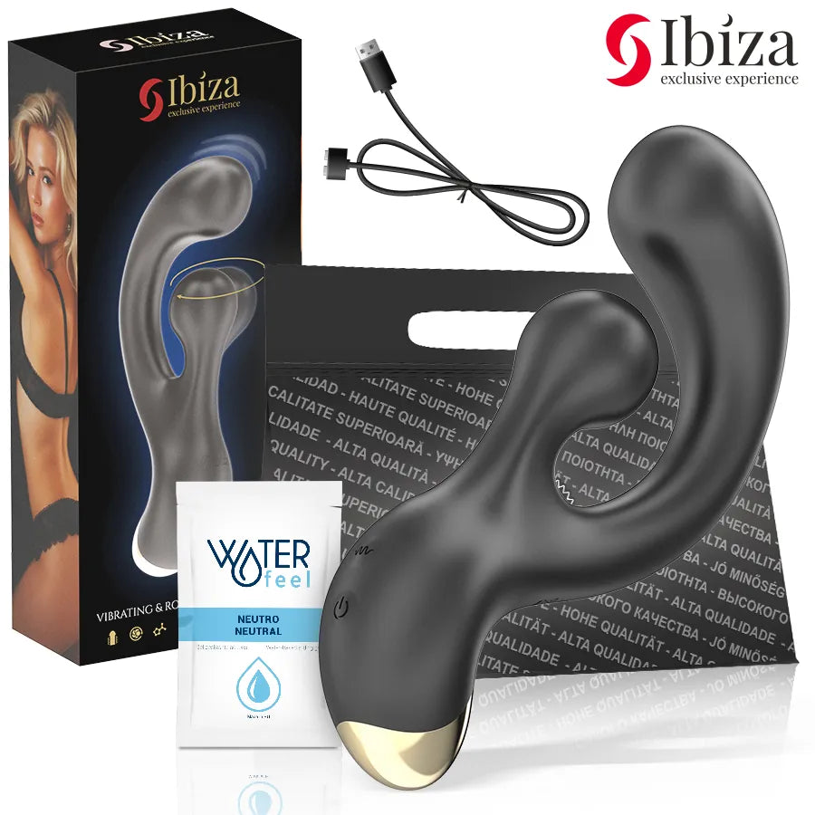 Stimulateur vibrant et rotatif Ibiza - Double stimulation 2 moteurs 10 modes vibration rotation - Sextoy intime couple plaisir