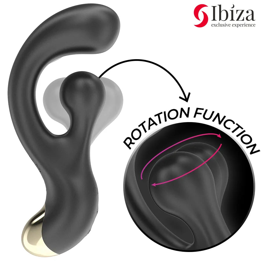 Stimulateur vibrant et rotatif Ibiza - Double stimulation 2 moteurs 10 modes vibration rotation - Sextoy intime couple plaisir