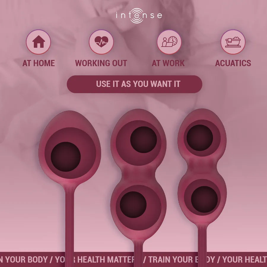 Kit Kegel Ball Charli Intense - Renforcement Pelvien Progressif - Silicone Médical Doux - Design Ergonomique - Couleur Bordeaux