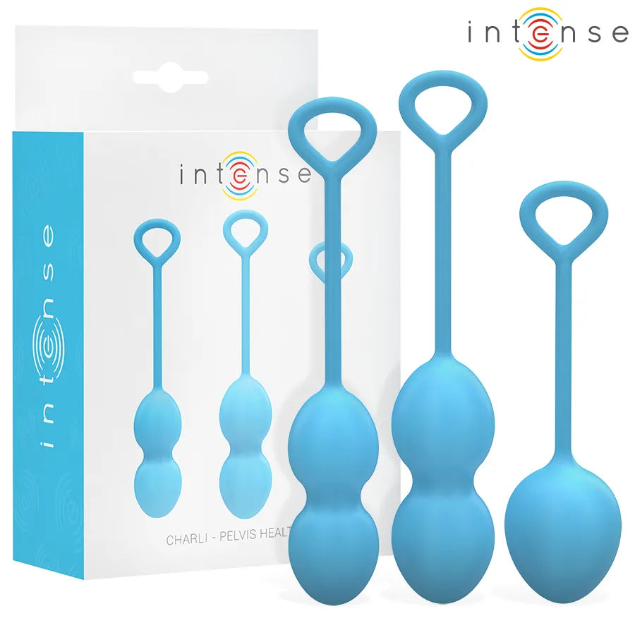 Boules de Kegel Charli Intense - Kit de renforcement pelvien - Tonus musculaire - Confort et sécurité - Silicone médical hypoallergénique - Design moderne bleu