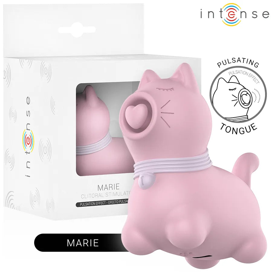 Stimulateur de langue effet pulsation design chat Marie Pink silicone doux sextoy clitoridien intime couple plaisir intense