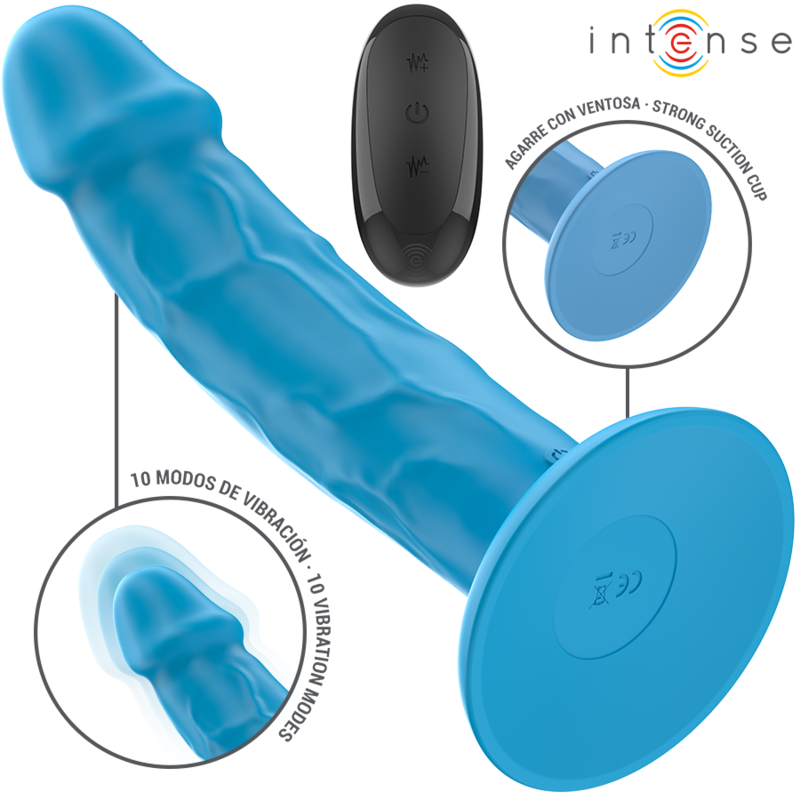 Intense - Phoebe Vibrateur Réaliste 10 Vibrations Télécommande Bleu