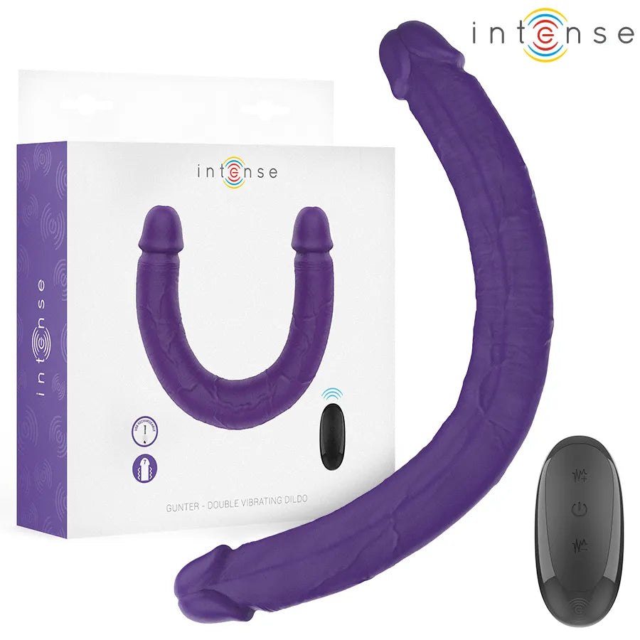 Vibromasseur Double Intensif Gunter Intense 40cm 34mm Silicone Médical Hypoallergénique Moteurs Puissants 7modes Télécommande Discret Portable Couples Stimulation Simultanée Profonde