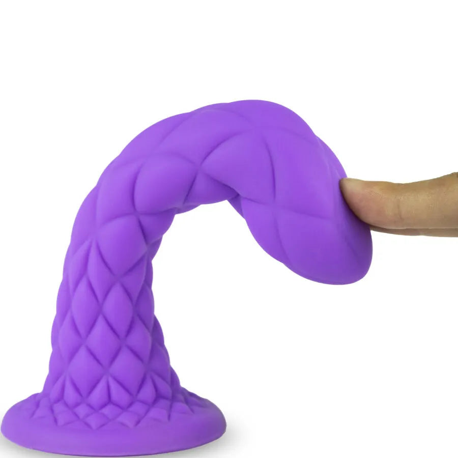 Sextoy Dildo Silicone Thermoréactif Design Évasé Motifs Losange Violet 18,5 Cm Silexd Fantasy