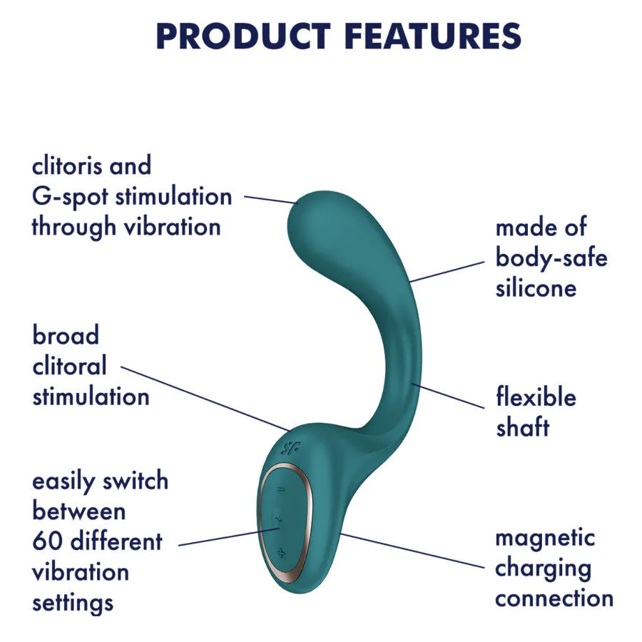 Vibrateur sextoy design C silicone flexible stimulation clitoridienne G-spot 60 programmes vibrations 2 moteurs puissants