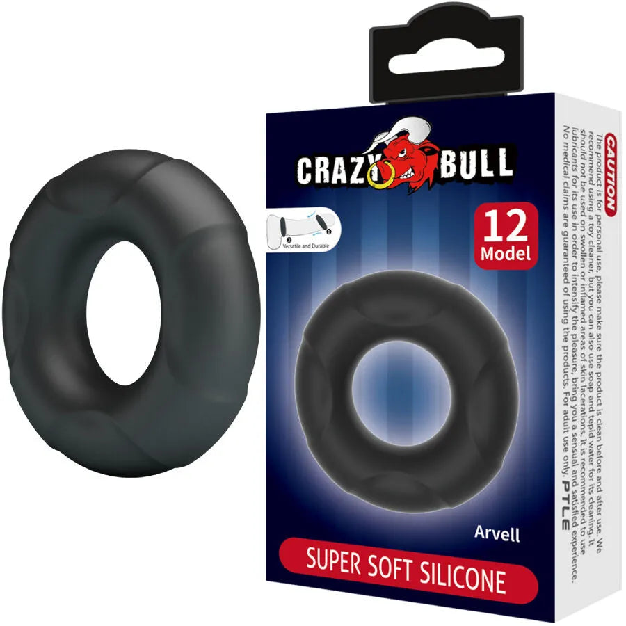 Bague en silicone Crazy Bull Arvell Modèle 12 pour intimité masculine, contrôle et plaisir