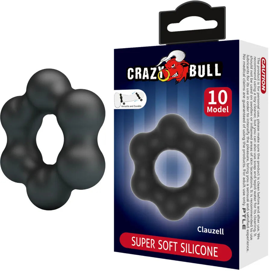 Anneau en silicone Crazy Bull Clauzell Modèle 10, design unique stimulation intimité masculine confort adaptable sextoy durable