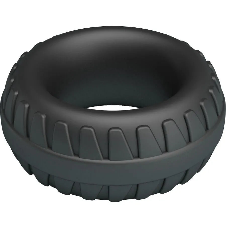Anneau en silicone noir Crazy Bull Dilson Model 3, design ergonomique, texture nervurée pour confort et performance intime.